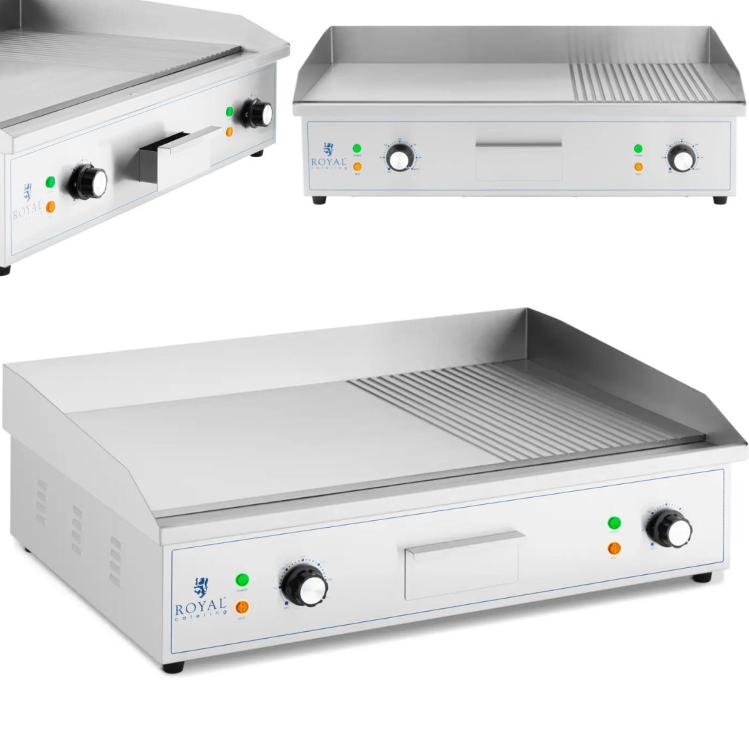 Grill elektryczny płyta grillowa gładka ryflowana 727 x 420 mm 4400 W Grill elektryczny płyta grillowa gładka ryflowana 727 x 420 mm 4400 W