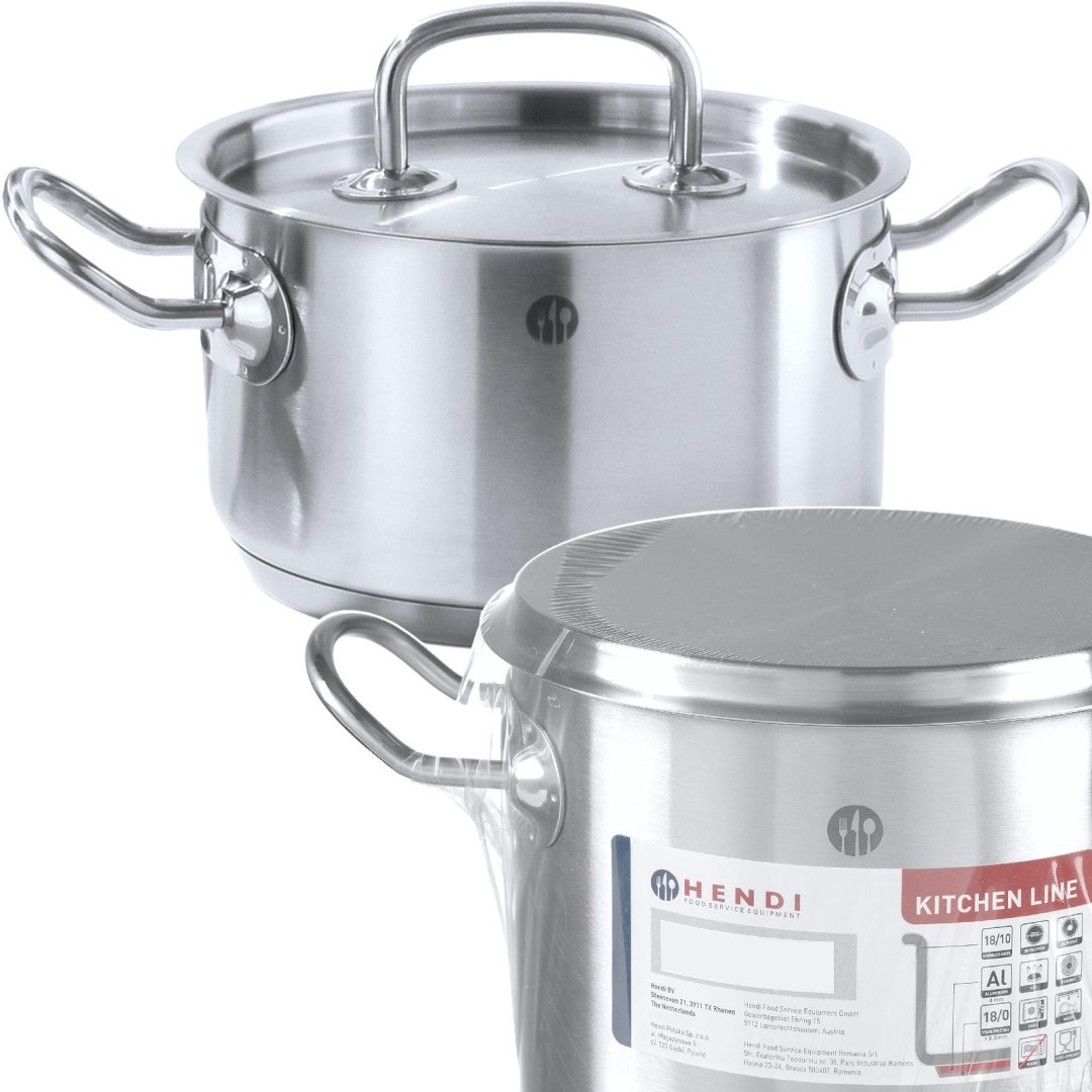 Garnek średni Kitchen Line z pokrywką 9,5 l śr. 280 x 155 mm – Hendi 836408