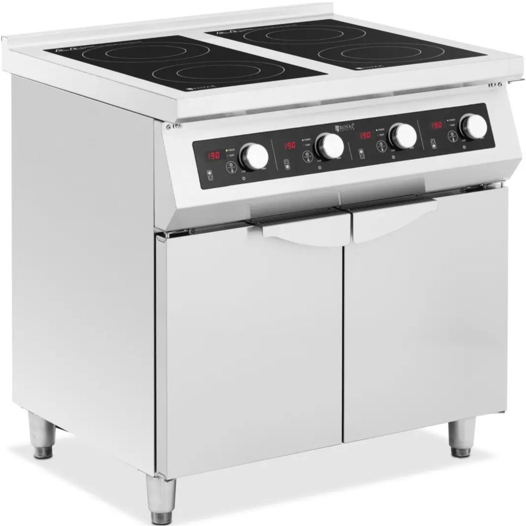 Kuchnia indukcyjna wolnostojąca z szafką 4 palniki 400 V 17000 W Kuchnia indukcyjna wolnostojąca z szafką 4 palniki 400 V 17000 W