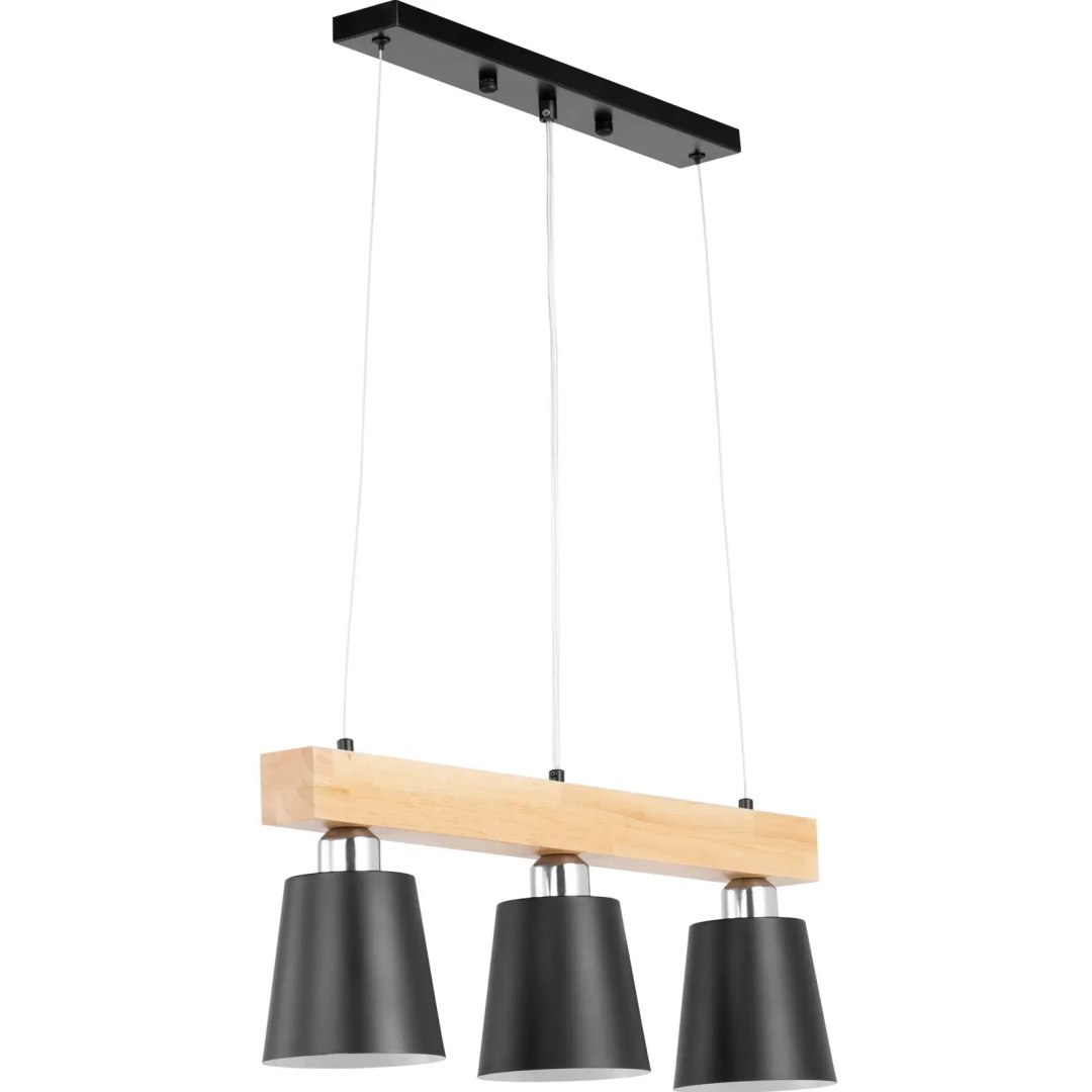 Lampa sufitowa wisząca 3 punktowa E27 – drewniana belka Lampa sufitowa wisząca 3 punktowa E27 – drewniana belka