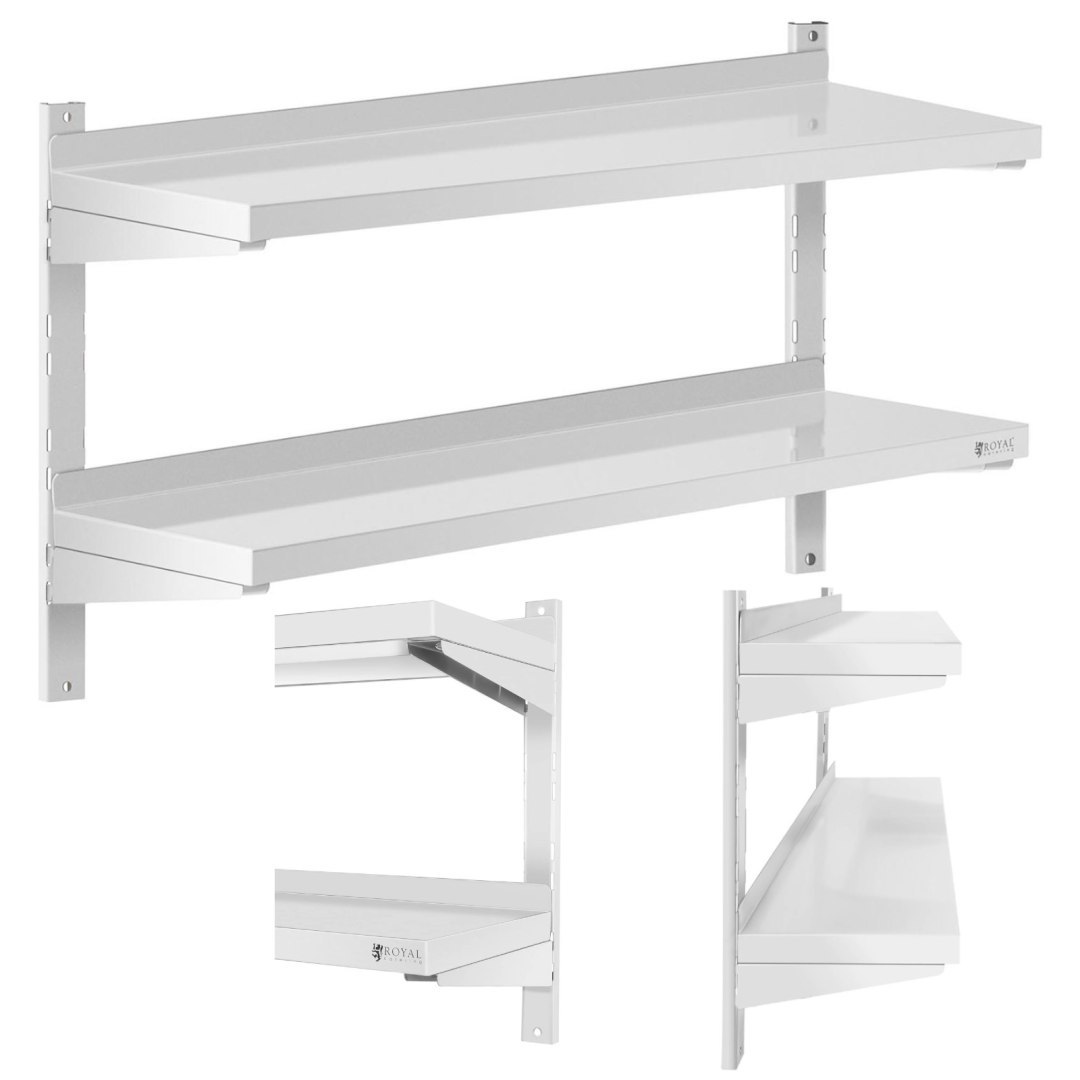 Półka ścienna wisząca gastronomiczna podwójna z regulacją STAL 100 x 30 cm