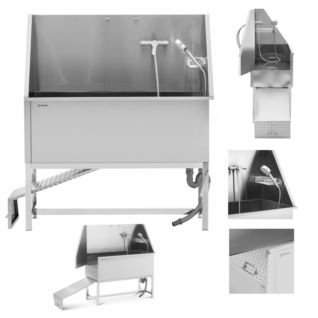Wanna groomerska do kąpieli mycia psów zwierząt z rampą 122 x 56 x 142 cm Wanna groomerska do kąpieli mycia psów zwierząt z rampą 122 x 56 x 142 cm