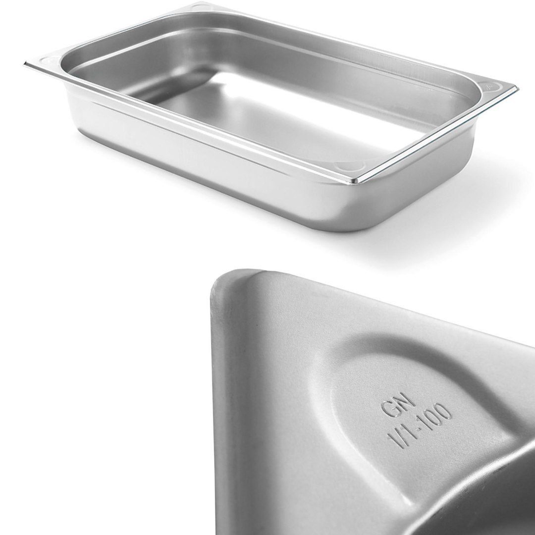 Pojemnik GN 1/1 stalowy Kitchen Line wys. 100 mm – Hendi 806135