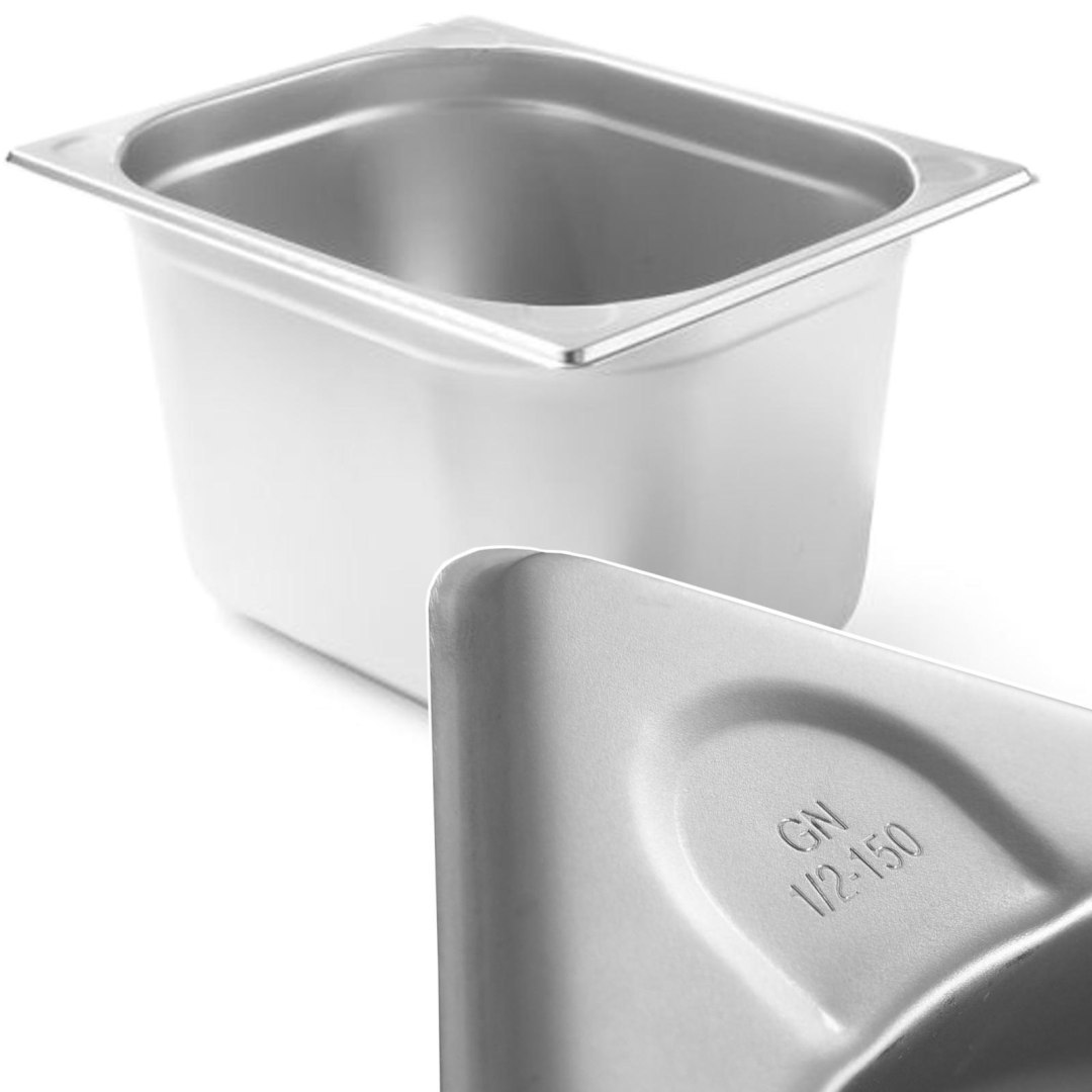 Pojemnik GN 1/2 stalowy Kitchen Line wys. 150 mm – Hendi 806340