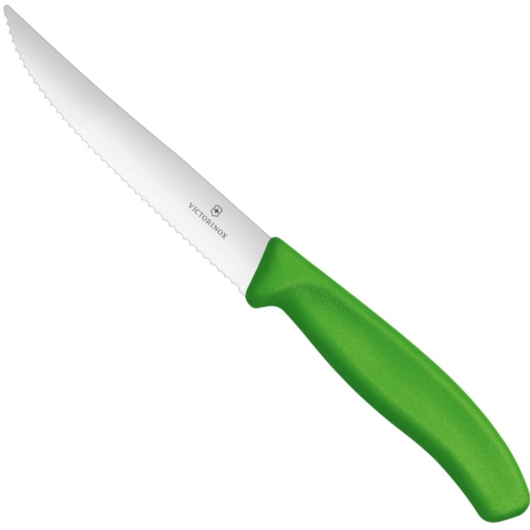 Nóż do steków pizzy ząbkowany z ostrym czubkiem dł. 120/232 mm – zielony Nóż do steków pizzy ząbkowany z ostrym czubkiem dł. 120/232 mm – zielony