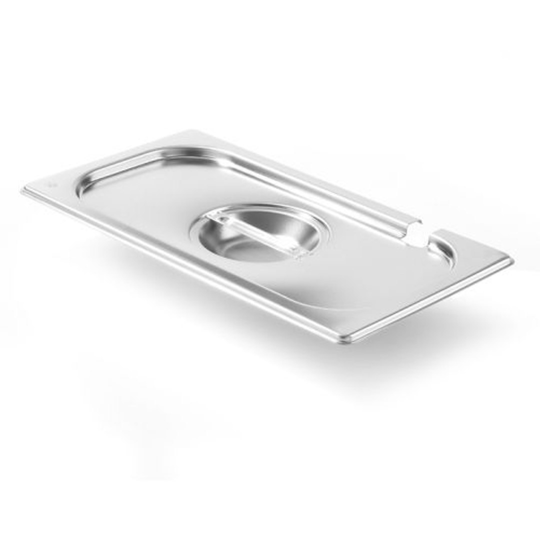 Pokrywka stalowa do GN Kitchen Line z wycięciem na chochlę GN 1/3 – Hendi 806944