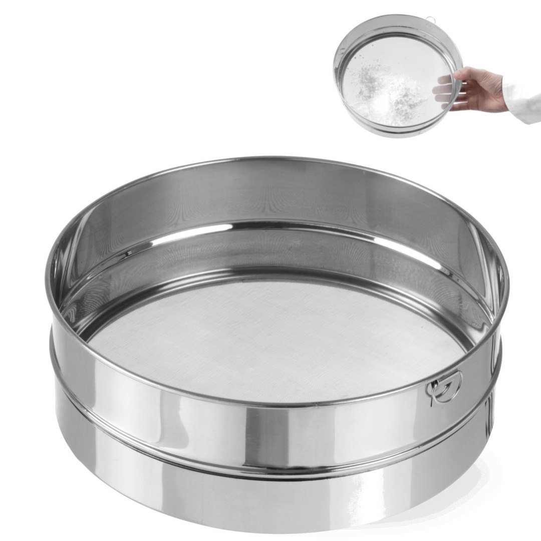 Sito cukiernicze gęste do przesiewania cukru pudru śr. 247mm stalowe – Hendi 637791