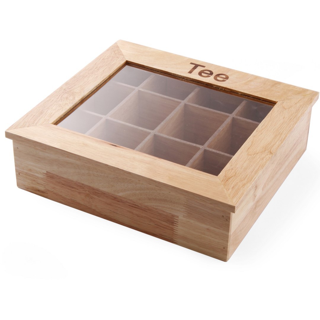 Ekspozytor pudełko na herbatę drewniane 30x28cm – Hendi 456514