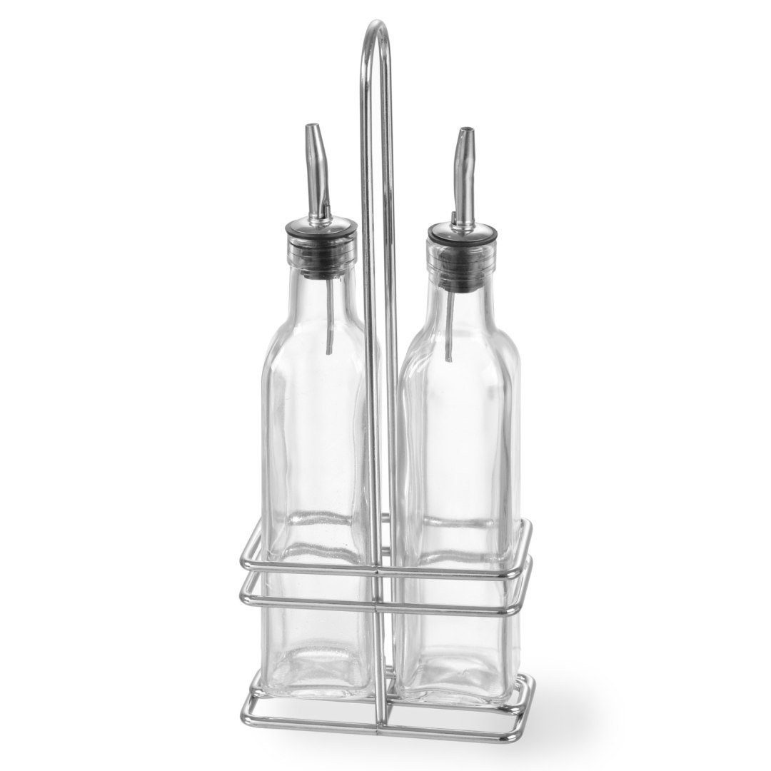 Zestaw stołowy butelki z koszykiem do oliwy i octu winnego 2 x 237ml – Hendi 460245
