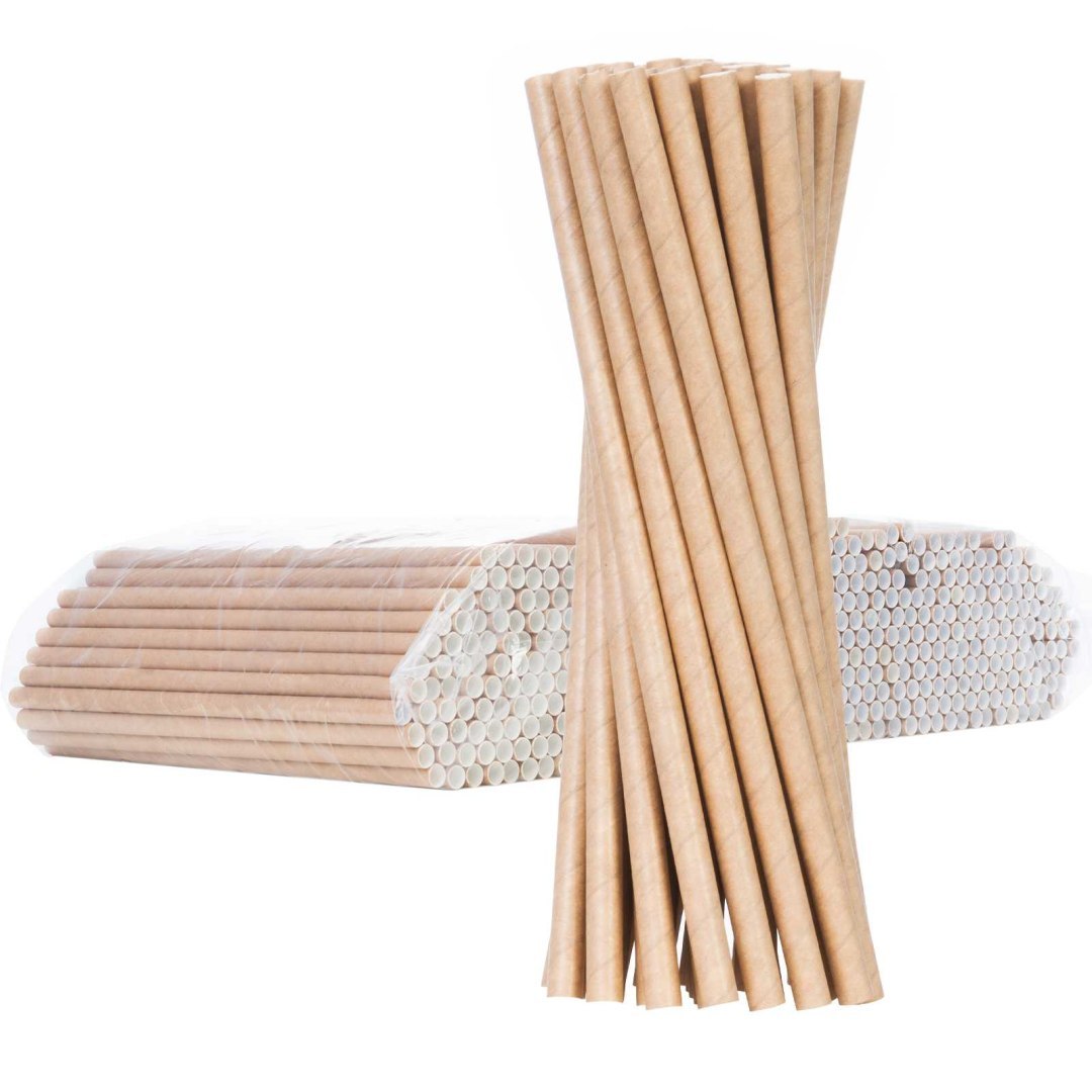 Słomki papierowe BIO ekologiczne PAPER STRAWS grube 8/205mm – brązowe 500szt.