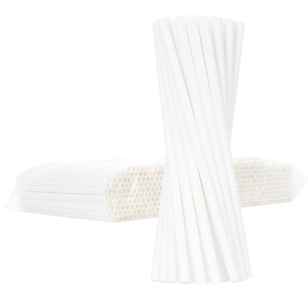Słomki papierowe BIO ekologiczne PAPER STRAWS grube 8/205mm – białe 500szt.