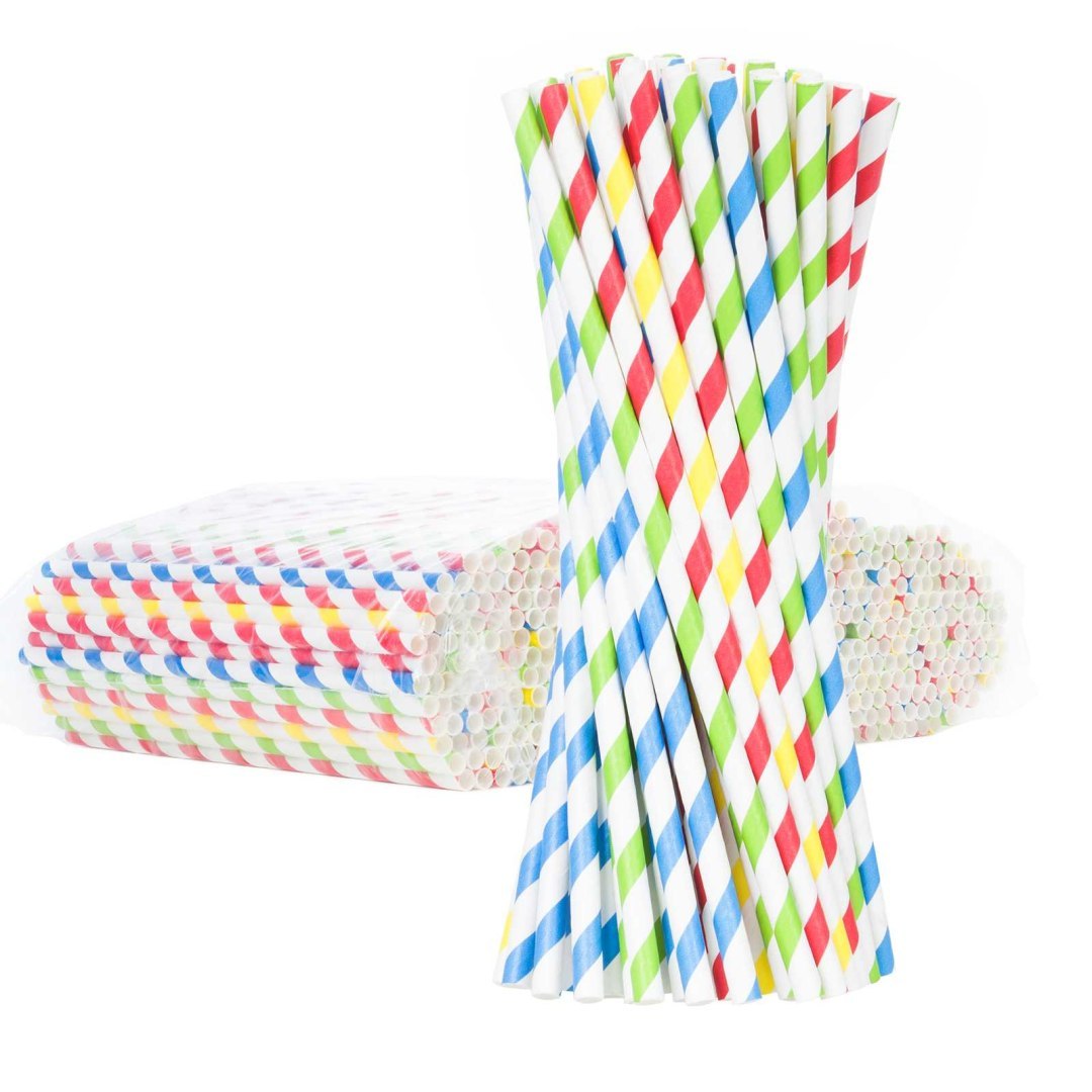 Słomki papierowe BIO ekologiczne PAPER STRAWS 6/205mm – mix 500szt.
