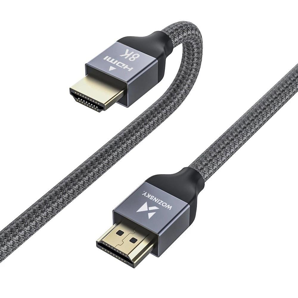 Kabel przewód HDMI 2.1 8K 60 Hz 48 Gbps 4K 120 Hz 2K 144 Hz 3 m srebrny Kabel przewód HDMI 2.1 8K 60 Hz 48 Gbps 4K 120 Hz 2K 144 Hz 3 m srebrny