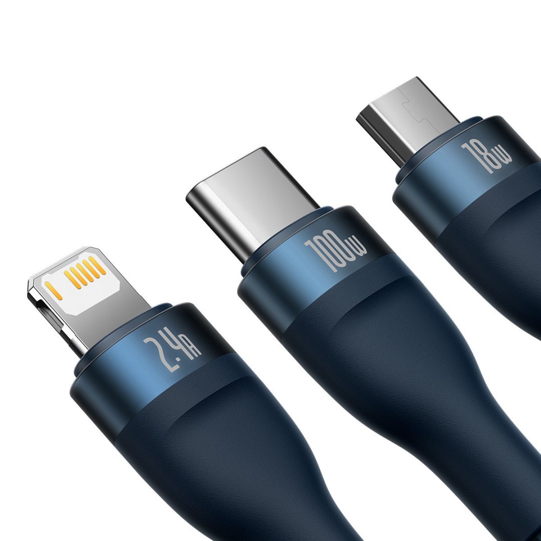 Flash Series II kabel USB USB-C Iphone Lightning microUSB 100W 1.2m niebieski Flash Series II kabel USB USB-C Iphone Lightning microUSB 100W 1.2m niebieski
