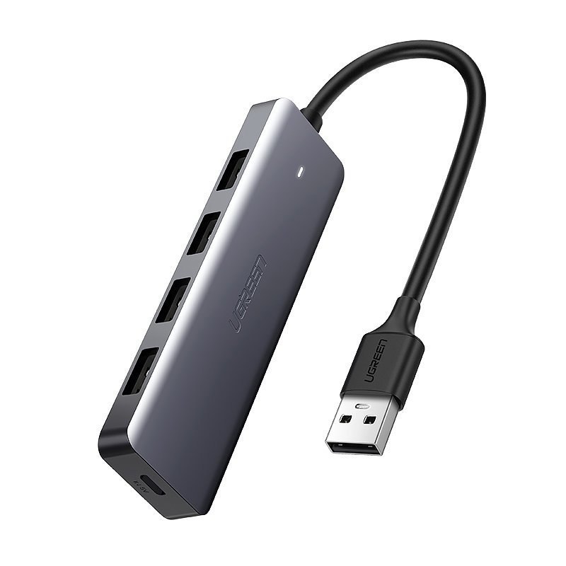 HUB Rozdzielacz portów USB – 4x USB 3.2 z portem zasilania micro USB szary