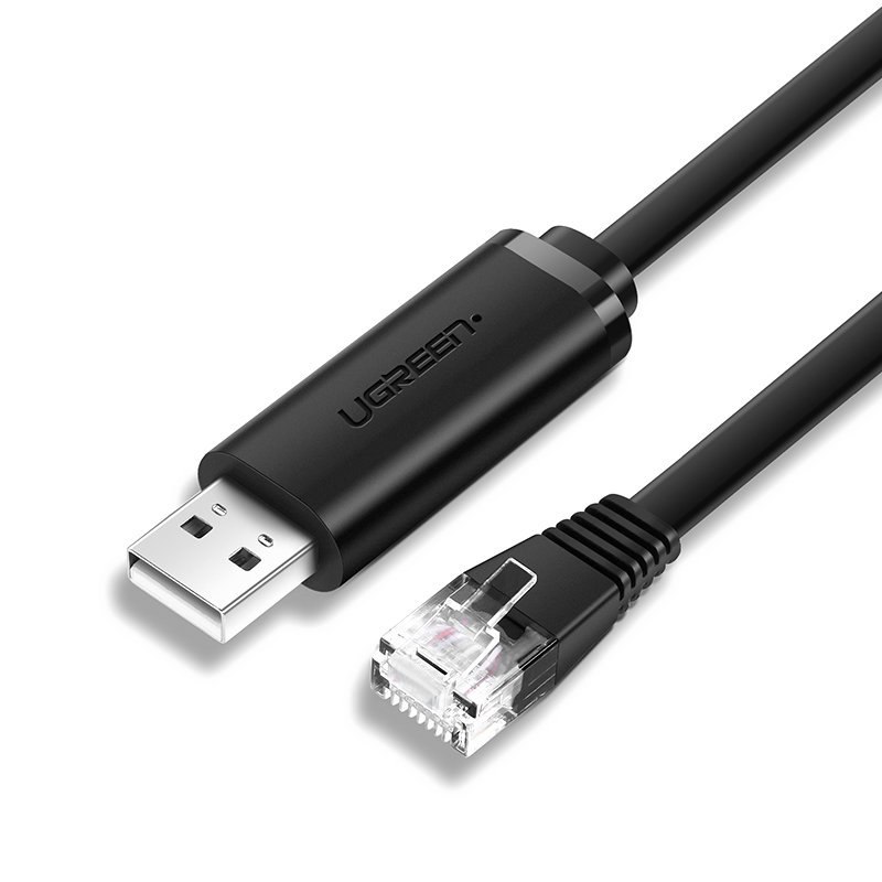 Kabel przewód konsolowy przejściówka USB – RJ45 skrętka ethernet 1.5m czarny