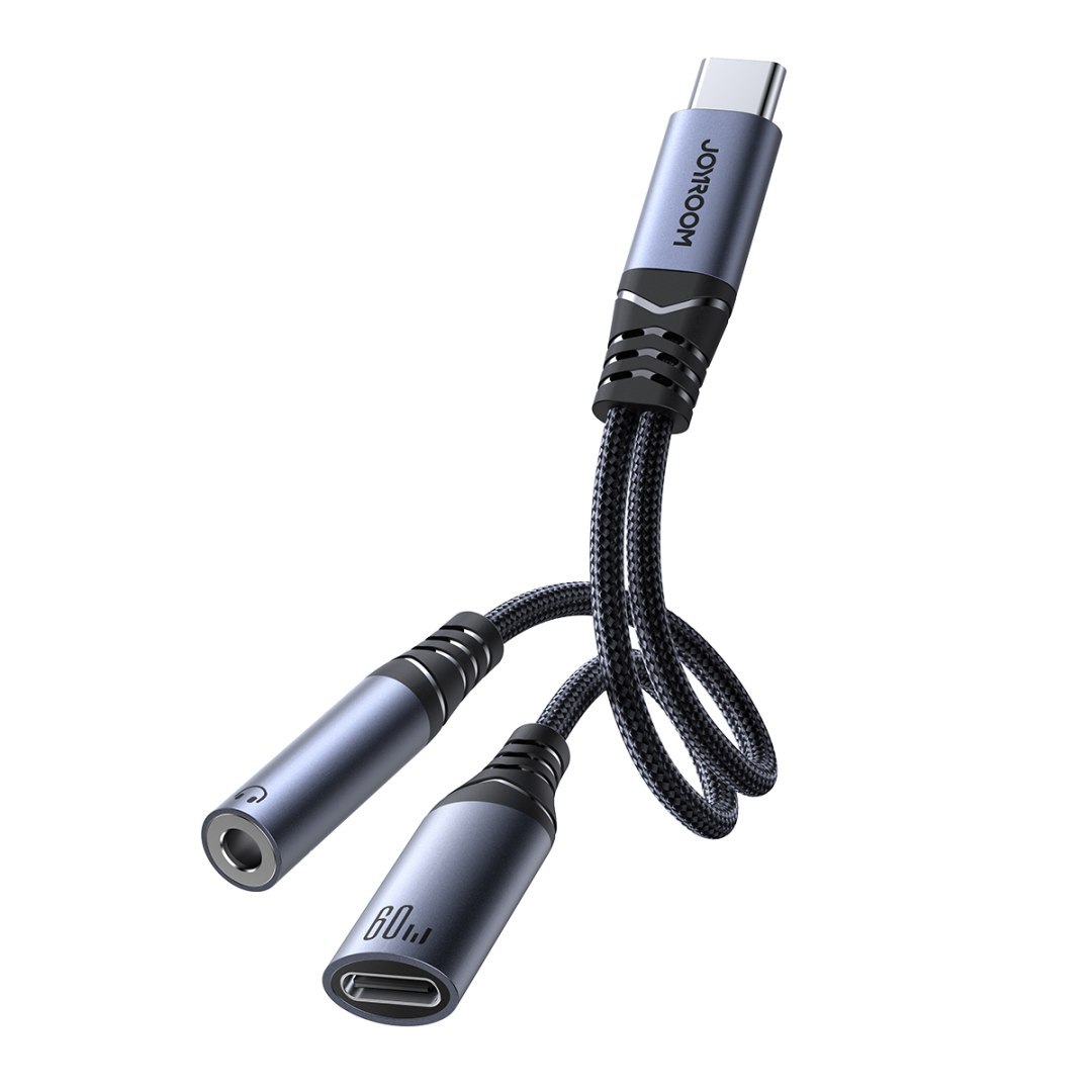 2w1 Adapter przejściówka ładowarka + słuchawki USB-C do USB-C / mini jack 3.5mm czarny 2w1 Adapter przejściówka ładowarka + słuchawki USB-C do USB-C / mini jack 3.5mm czarny