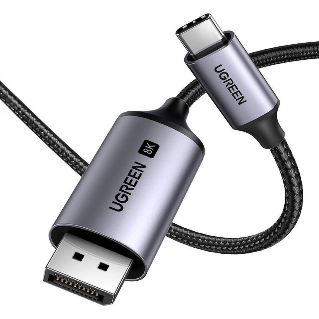 Kabel przewód audio video USB-C – DisplayPort 8K HDR HDCP2.3 eARC 2m szary Kabel przewód audio video USB-C – DisplayPort 8K HDR HDCP2.3 eARC 2m szary