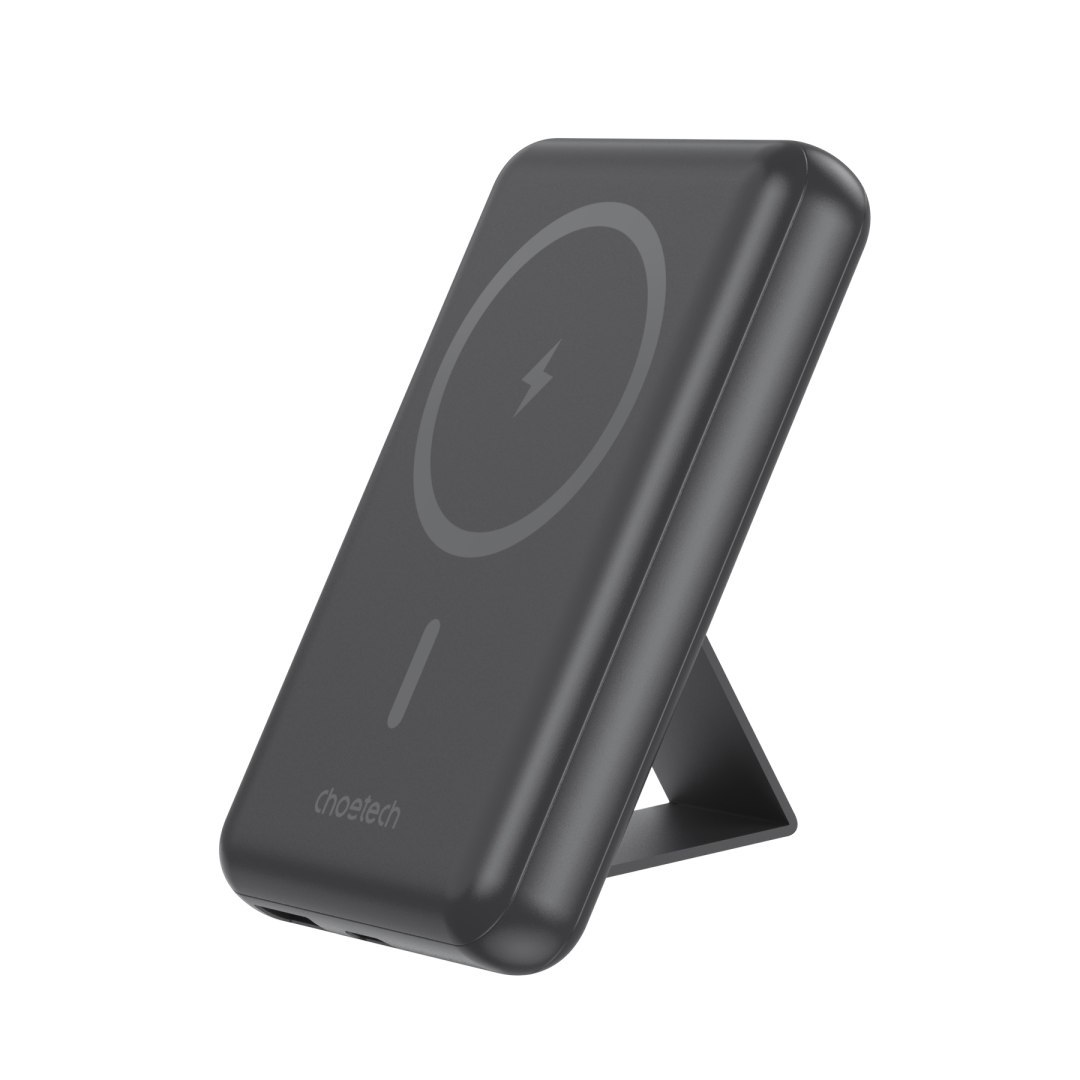 Powerbank 10000mAh bezprzewodowy MagSafe USB-A USB-C funkcja podstawki czarny Powerbank 10000mAh bezprzewodowy MagSafe USB-A USB-C funkcja podstawki czarny