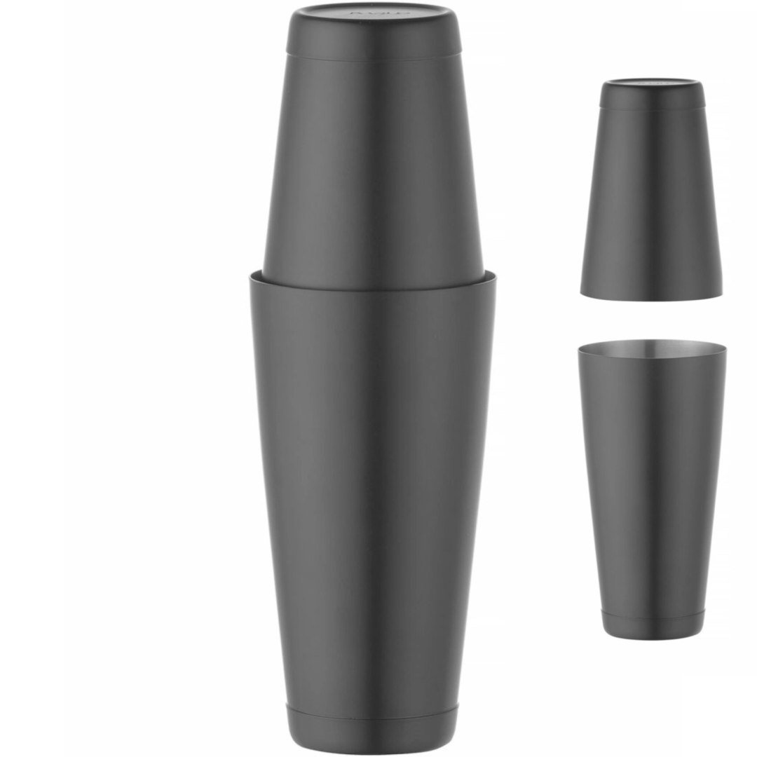 Shaker bostoński 2 częściowy do drinków koktajli Tin on Tin 0.8 l – czarny Shaker bostoński 2 częściowy do drinków koktajli Tin on Tin 0.8 l – czarny