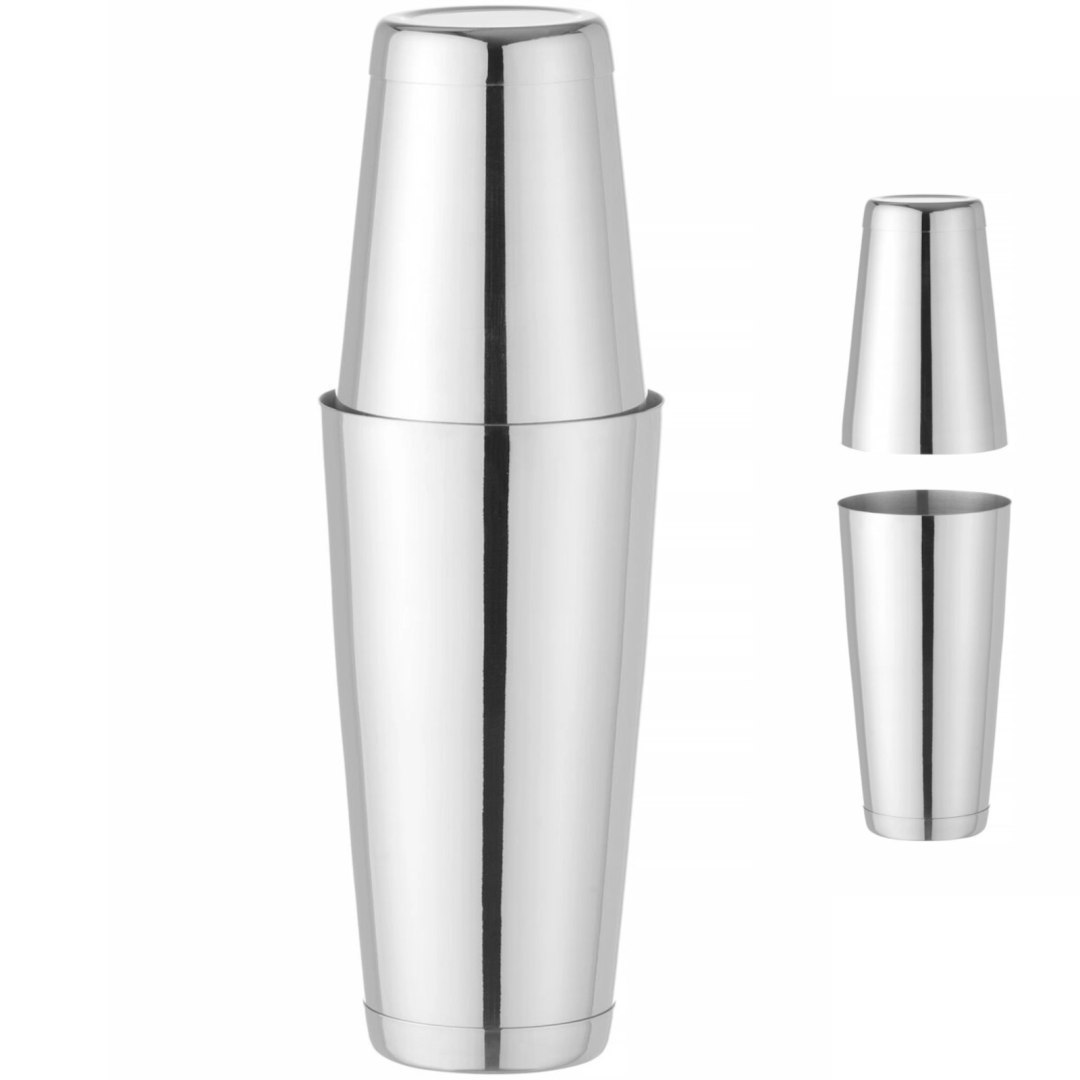 Shaker bostoński 2 częściowy do drinków koktajli Tin on Tin 0.8 l – srebrny