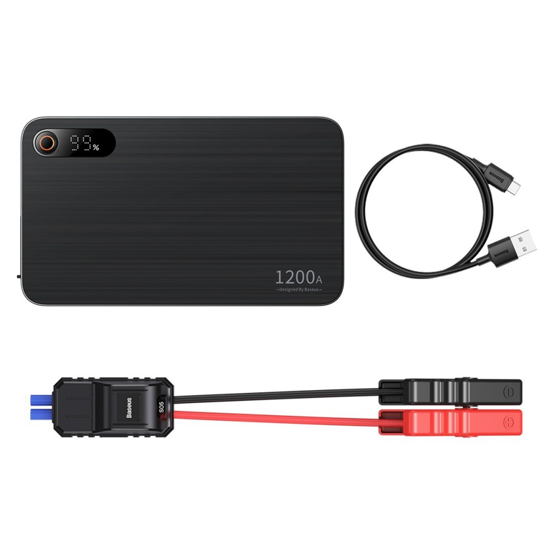 3w1 Rozruch auta Jump Starter 1200A + powerbank 7200mAh + latarka LED – czarny 3w1 Rozruch auta Jump Starter 1200A + powerbank 7200mAh + latarka LED – czarny