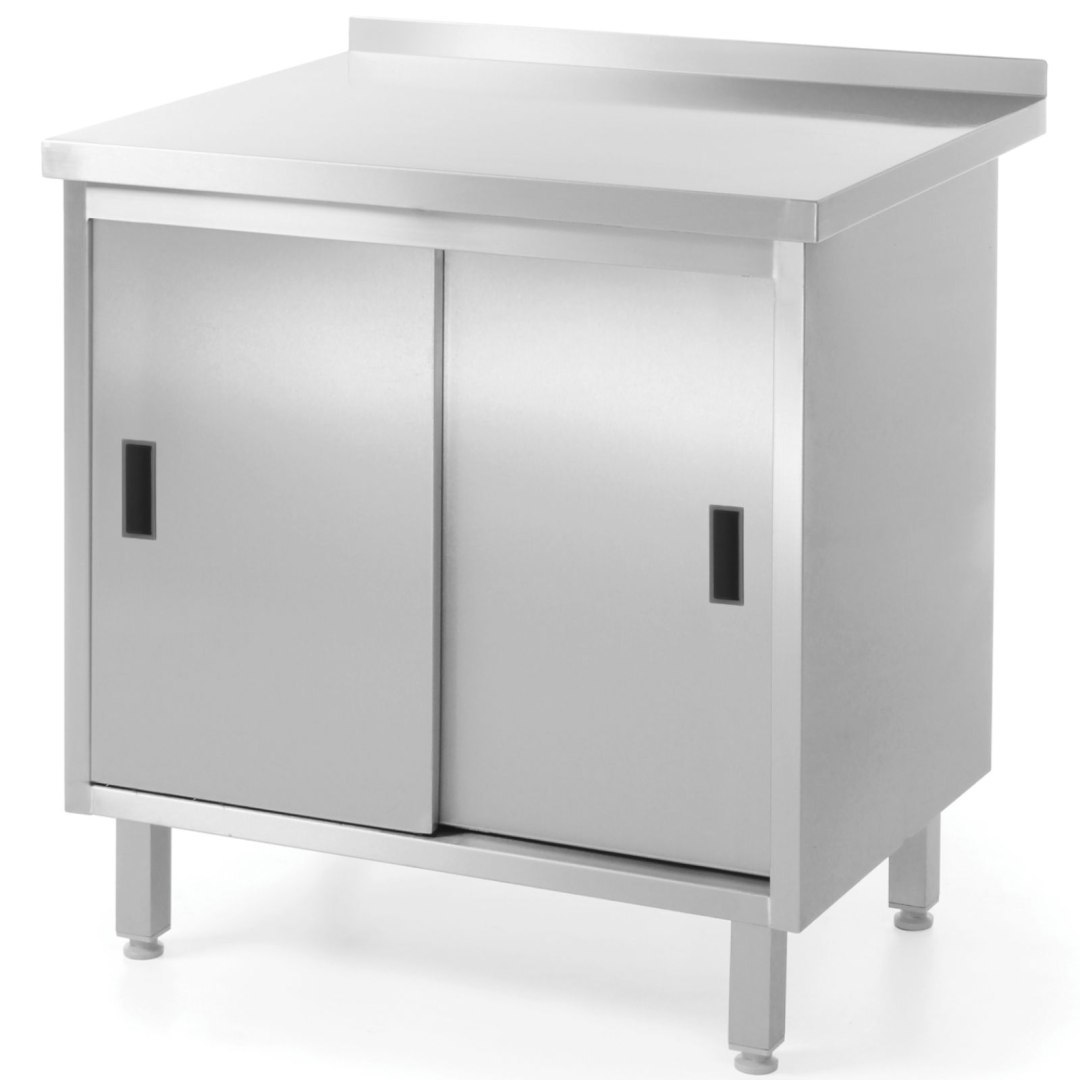 Stół blat roboczy kuchenny z szafką stalowy drzwi suwane 140x60cm – Hendi 811672 Stół blat roboczy kuchenny z szafką stalowy drzwi suwane 140x60cm – Hendi 811672