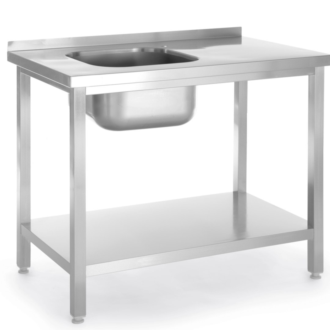 Basen zlew jednokomorowy z półką lewy Budget Line STAL 1000 x 600 x 850 cm – Hendi 817025