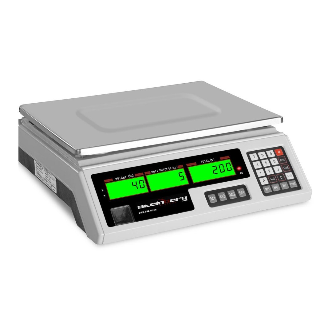 Waga sklepowa kontrolna 339x233mm zasilacz + akumulator 40kg / 2g – biała Waga sklepowa kontrolna 339x233mm zasilacz + akumulator 40kg / 2g – biała