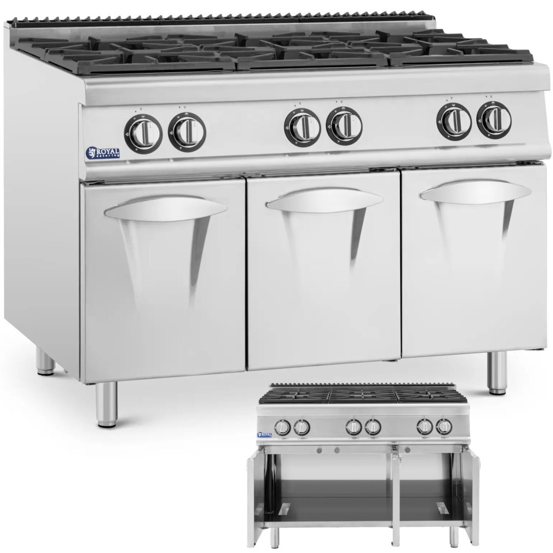 Kuchenka gazowa 6 palnikowa z szafką propan / LPG / gaz ziemny 21.6 kW Kuchenka gazowa 6 palnikowa z szafką propan / LPG / gaz ziemny 21.6 kW