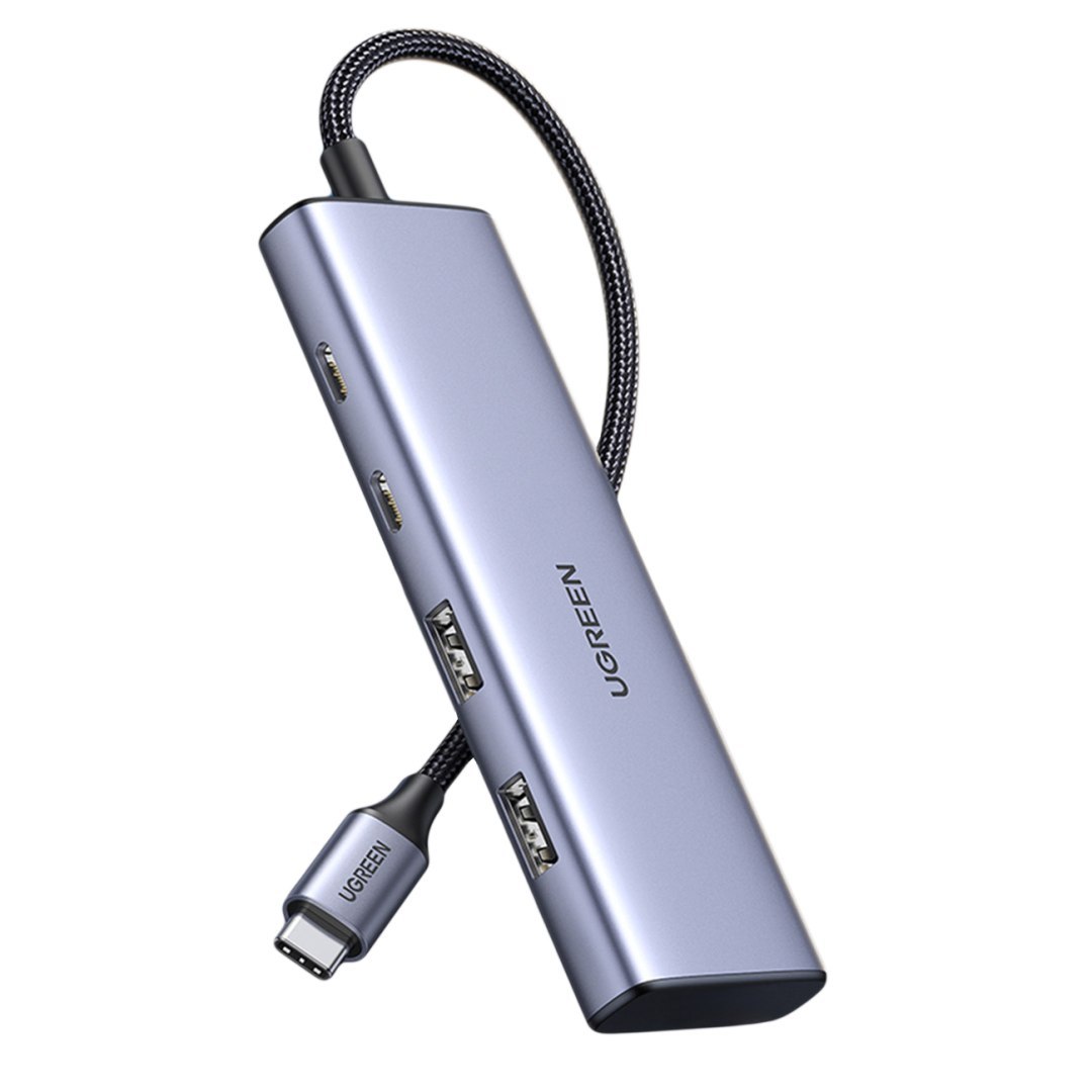 HUB adapter portów USB-C – 2x USB-A 2x USB-C 20cm szary HUB adapter portów USB-C – 2x USB-A 2x USB-C 20cm szary