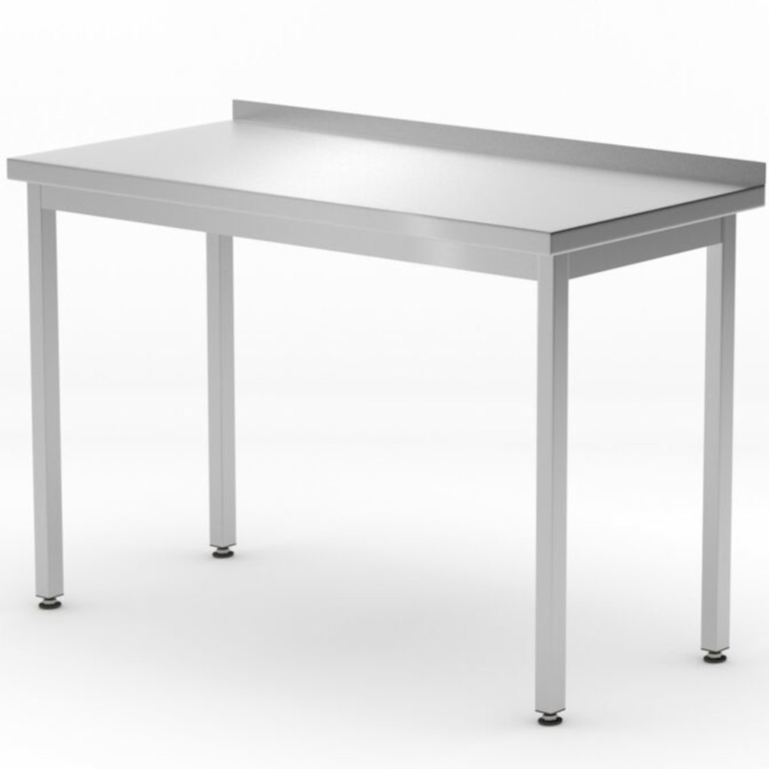 Stół blat roboczy przyścienny z rantem Budget Line STAL 800 x 600 x 850 mm – Hendi 817193