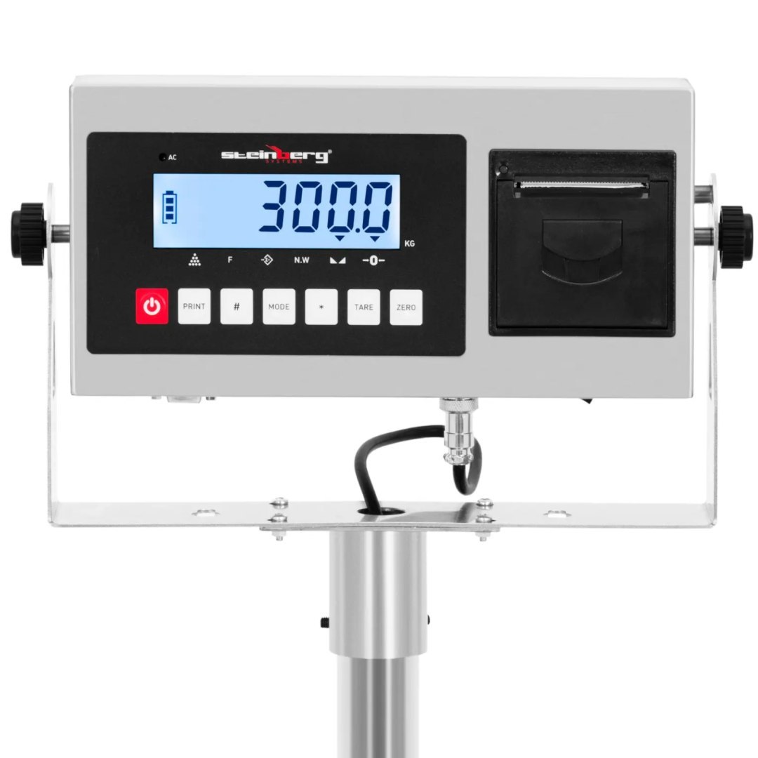 Waga platformowa z drukarką etykiet LCD 60 x 45 cm 300 kg / 10 g Waga platformowa z drukarką etykiet LCD 60 x 45 cm 300 kg / 10 g