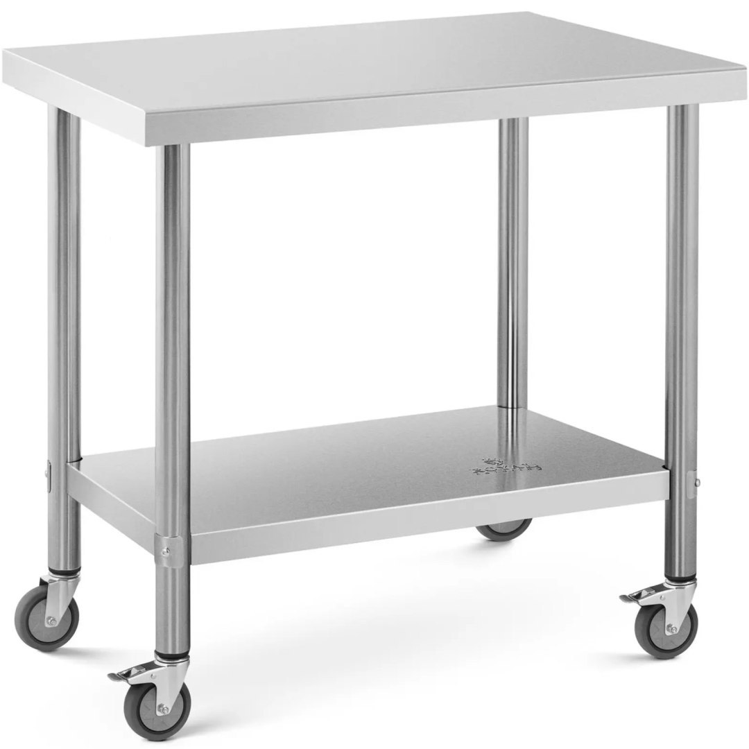 Stół blat roboczy na kółkach 2 poziomy 60 x 90 cm STAL do 145 kg Stół blat roboczy na kółkach 2 poziomy 60 x 90 cm STAL do 145 kg