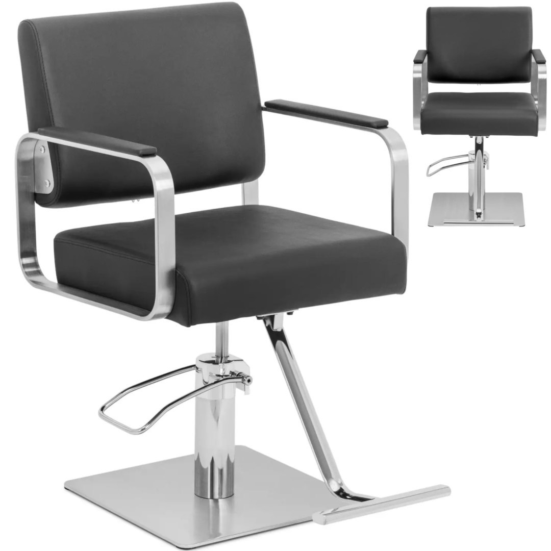 Fotel fryzjerski barberski kosmetyczny z podnóżkiem Physa OTLEY – czarno srebrny Fotel fryzjerski barberski kosmetyczny z podnóżkiem Physa OTLEY – czarno srebrny
