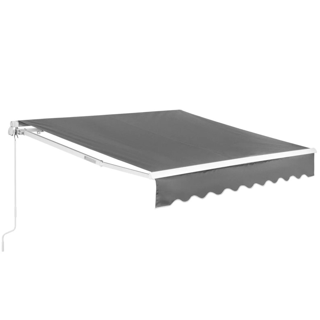 Markiza balkonowa tarasowa zwijana ręcznie 200 x 250 cm – szara Markiza balkonowa tarasowa zwijana ręcznie 200 x 250 cm – szara