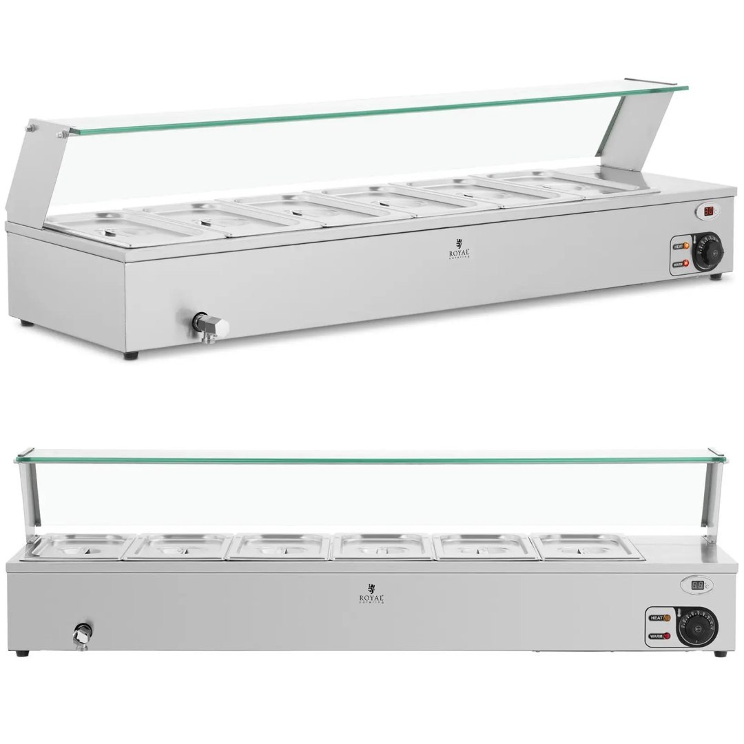Bemar podgrzewacz do potraw bufet grzewczy z osłoną 6 x GN 1/3 2100 W Bemar podgrzewacz do potraw bufet grzewczy z osłoną 6 x GN 1/3 2100 W