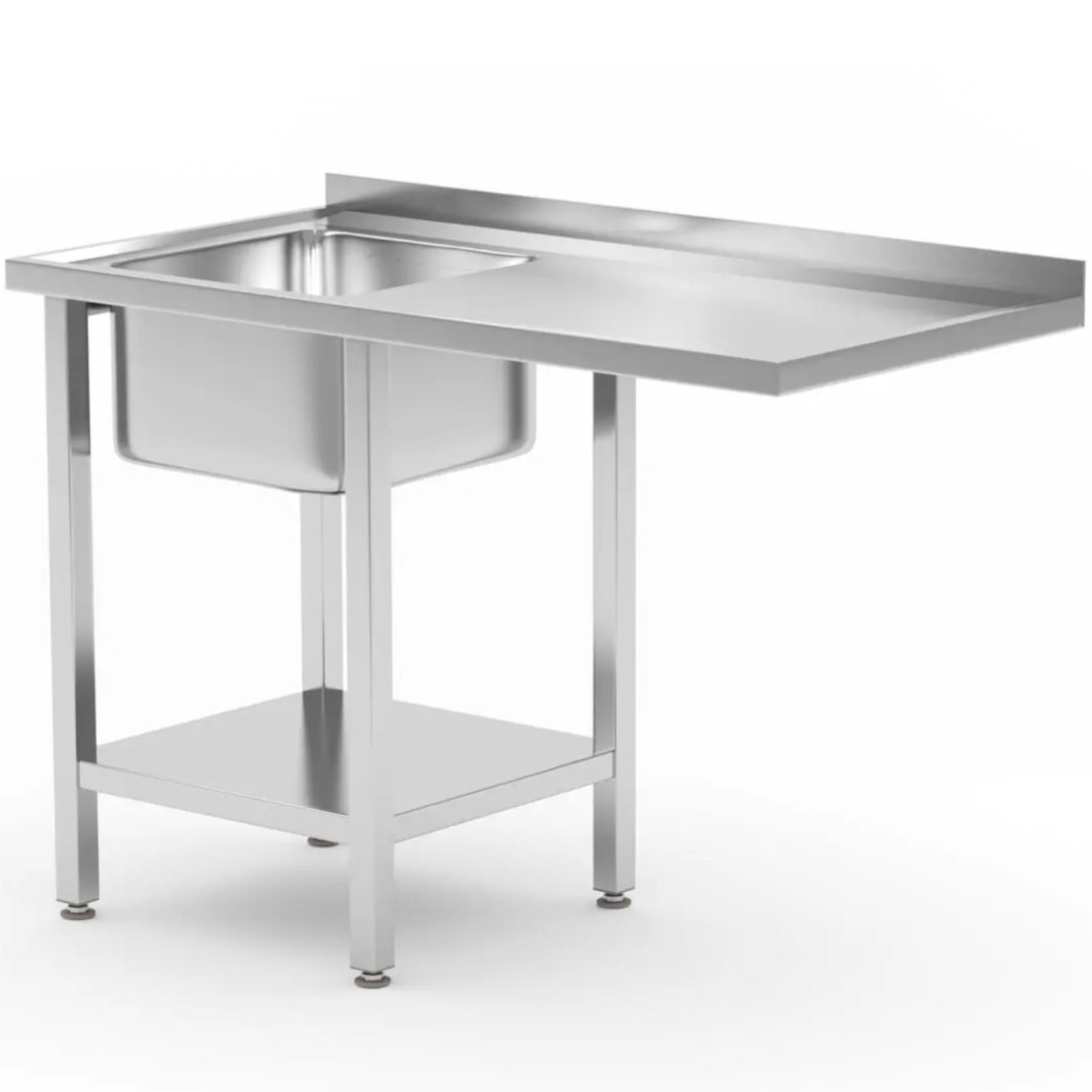 Zlew gastronomiczny z półką blatem na zmywarkę lodówkę 120 x 70 x 85 cm – LEWY Zlew gastronomiczny z półką blatem na zmywarkę lodówkę 120 x 70 x 85 cm – LEWY