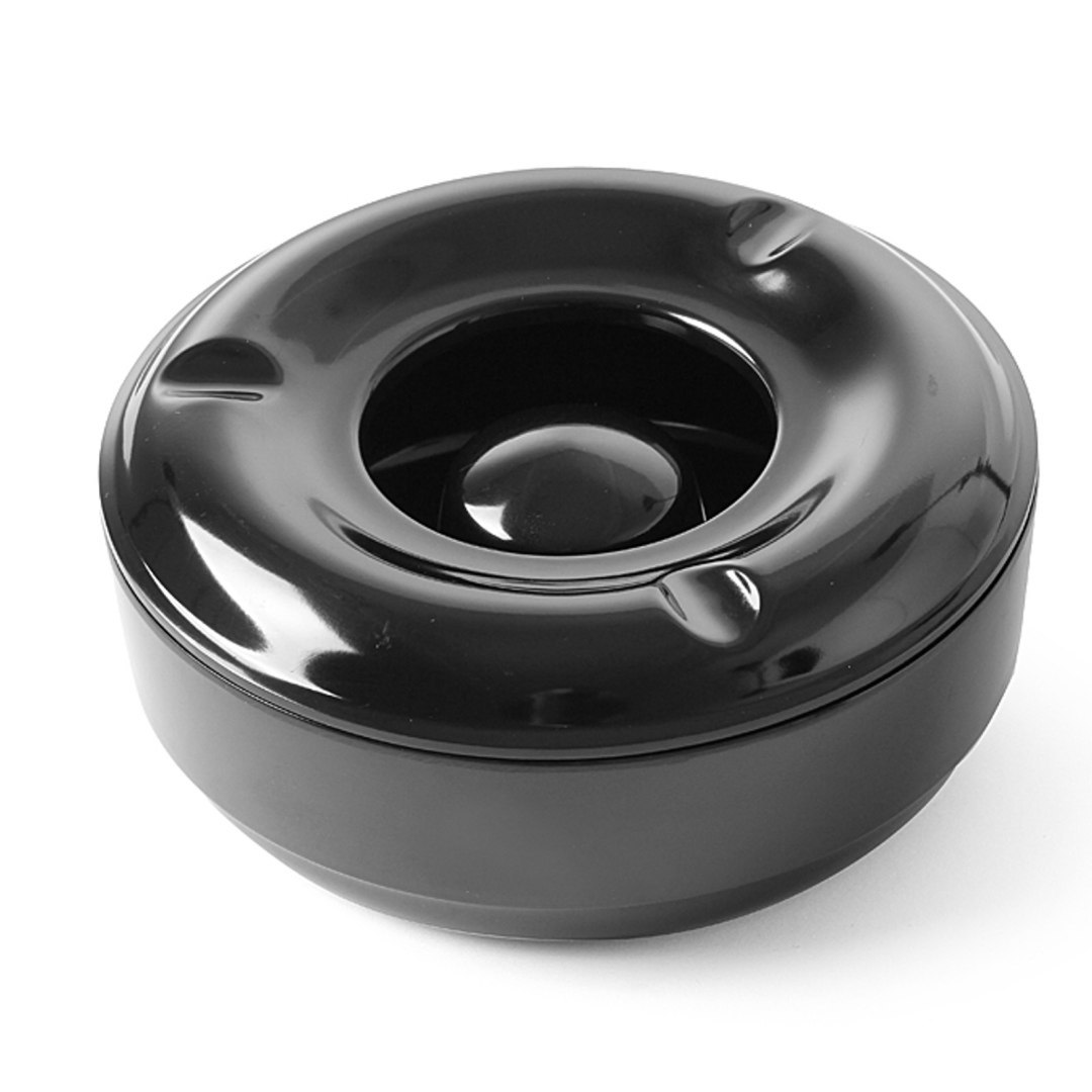 Popielniczka z pokrywką z melaminy czarna śr. 146mm – Hendi 569757 Popielniczka z pokrywką z melaminy czarna śr. 146mm – Hendi 569757