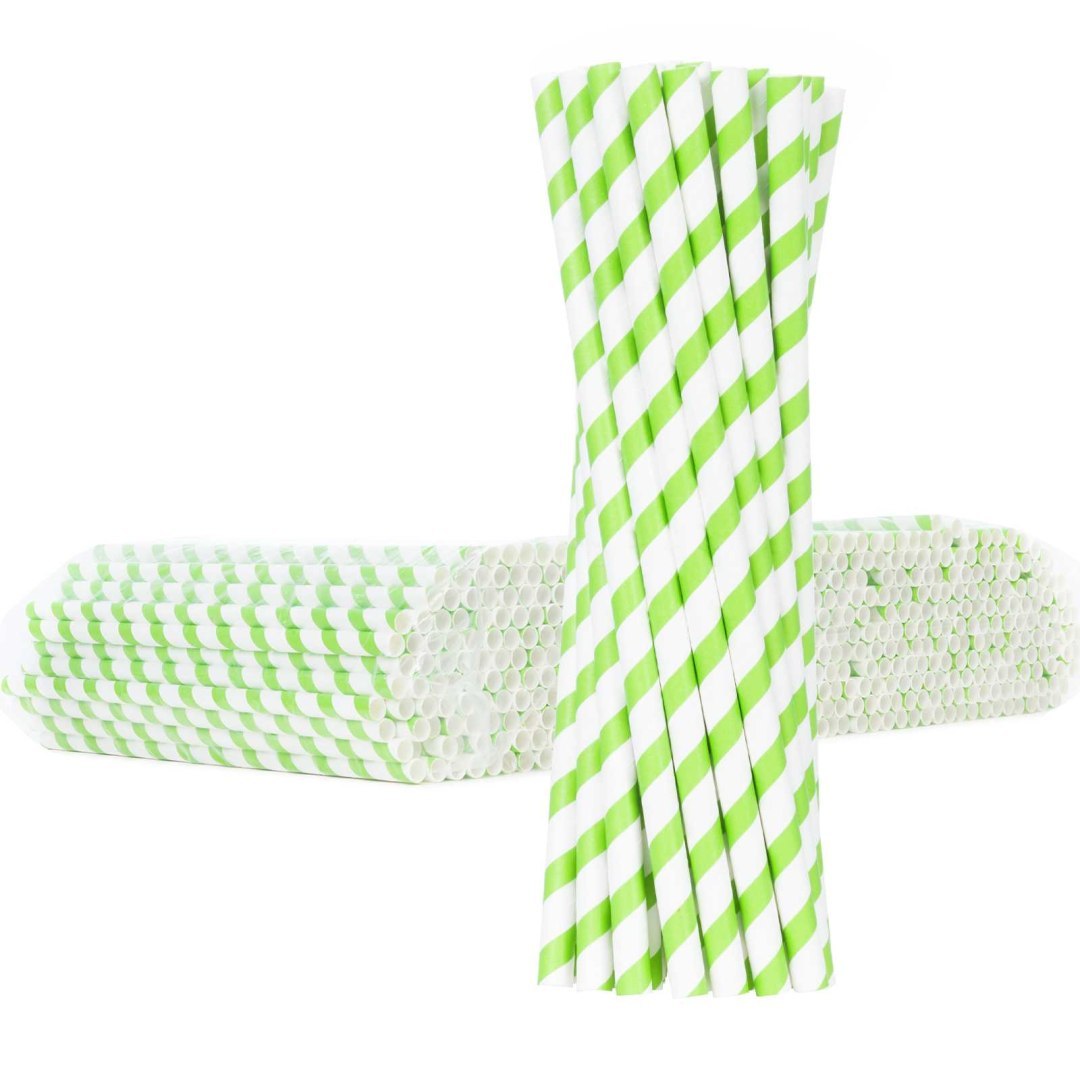 Słomki papierowe BIO ekologiczne PAPER STRAWS 6/205mm – biało-zielone 500szt.