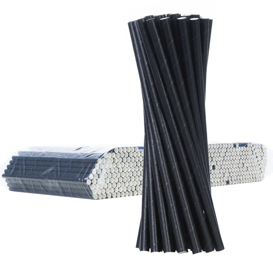 Słomki papierowe BIO ekologiczne PAPER STRAWS 6/205mm – czarne 500szt.