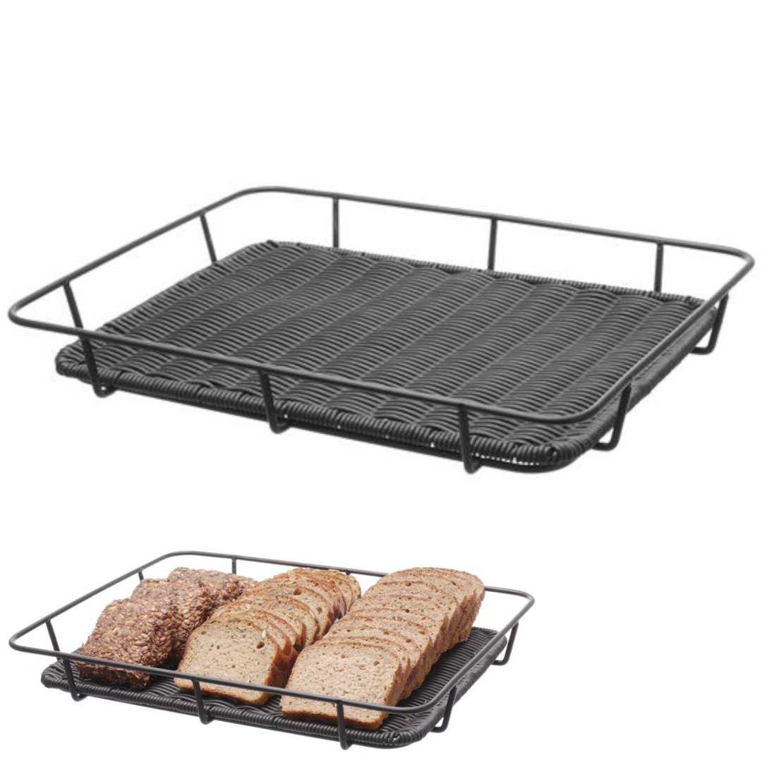 Kosz tacka na pieczywo z ramą ze stali nierdzewnej czarny 400x300x50 mm – Hendi 426555 Kosz tacka na pieczywo z ramą ze stali nierdzewnej czarny 400x300x50 mm – Hendi 426555