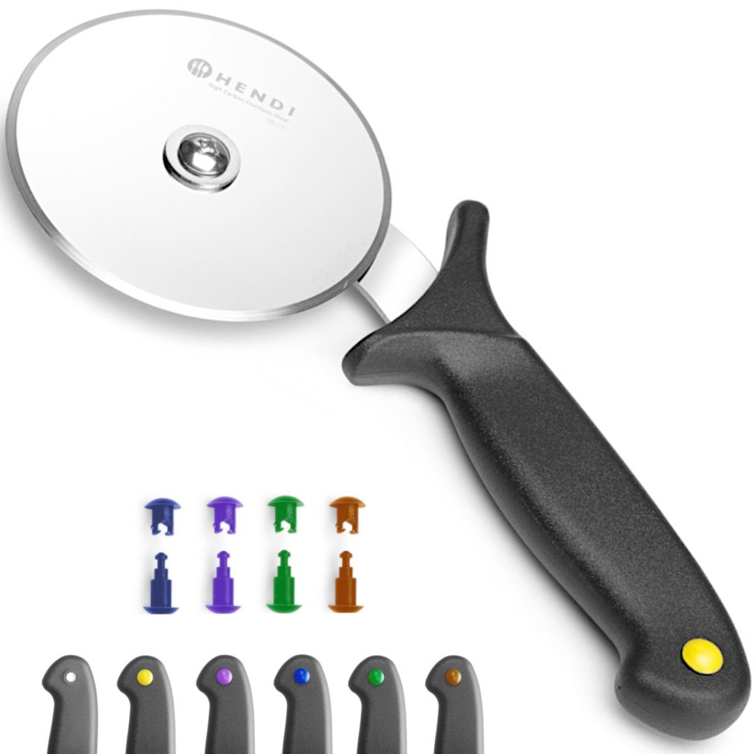 Nóż radełko do pizzy z klipsami HACCP śr. 100 mm – Hendi 617014