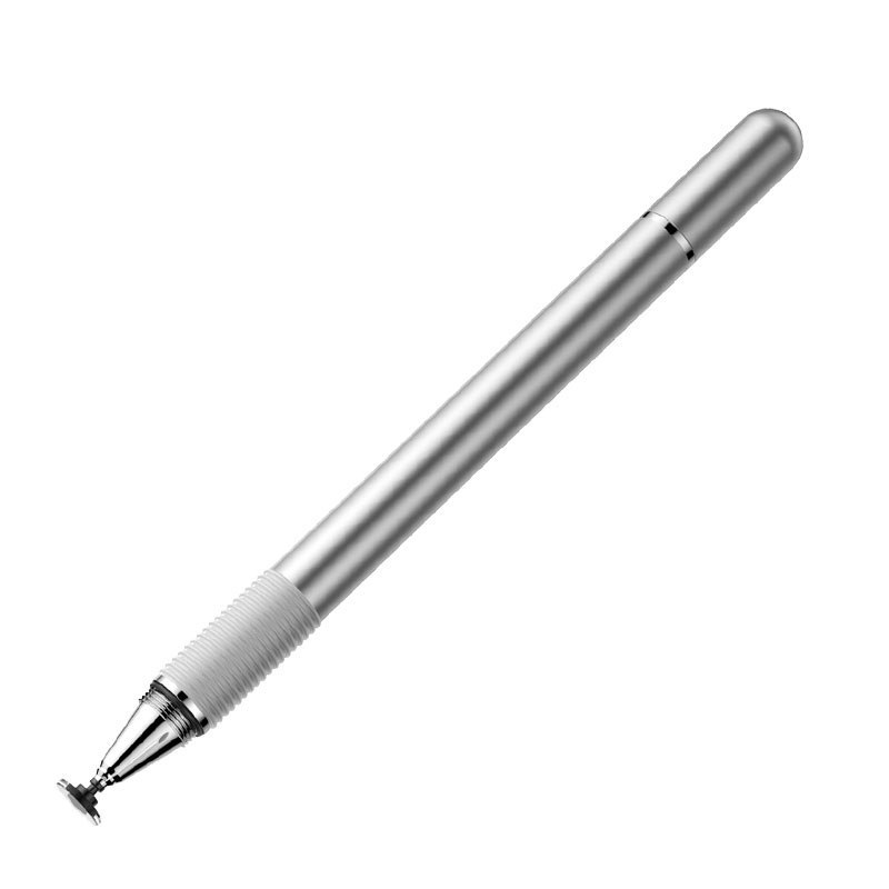 Dwustronny pojemnościowy rysik disc stylus + żelopis długopis srebrny Dwustronny pojemnościowy rysik disc stylus + żelopis długopis srebrny