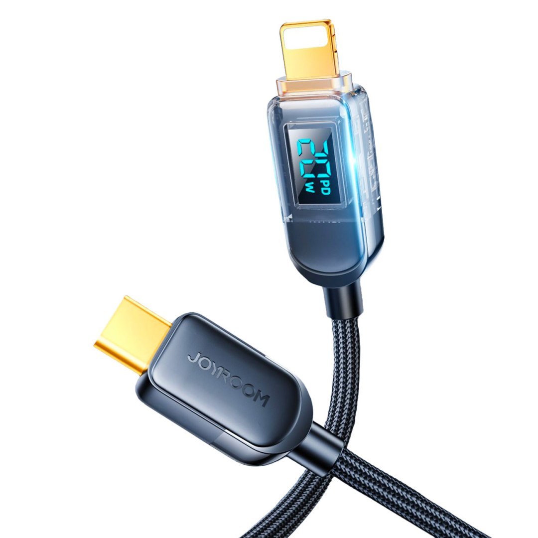 Kabel przewód do iPhone USB-C – Lightning z wyświetlaczem 20W 1.2 m czarny