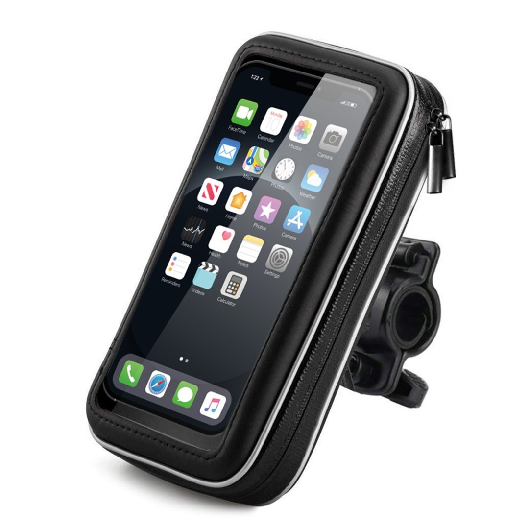 Etui na telefon z uchwytem na kierownicę do roweru motocykla hulajnogi czarny Etui na telefon z uchwytem na kierownicę do roweru motocykla hulajnogi czarny