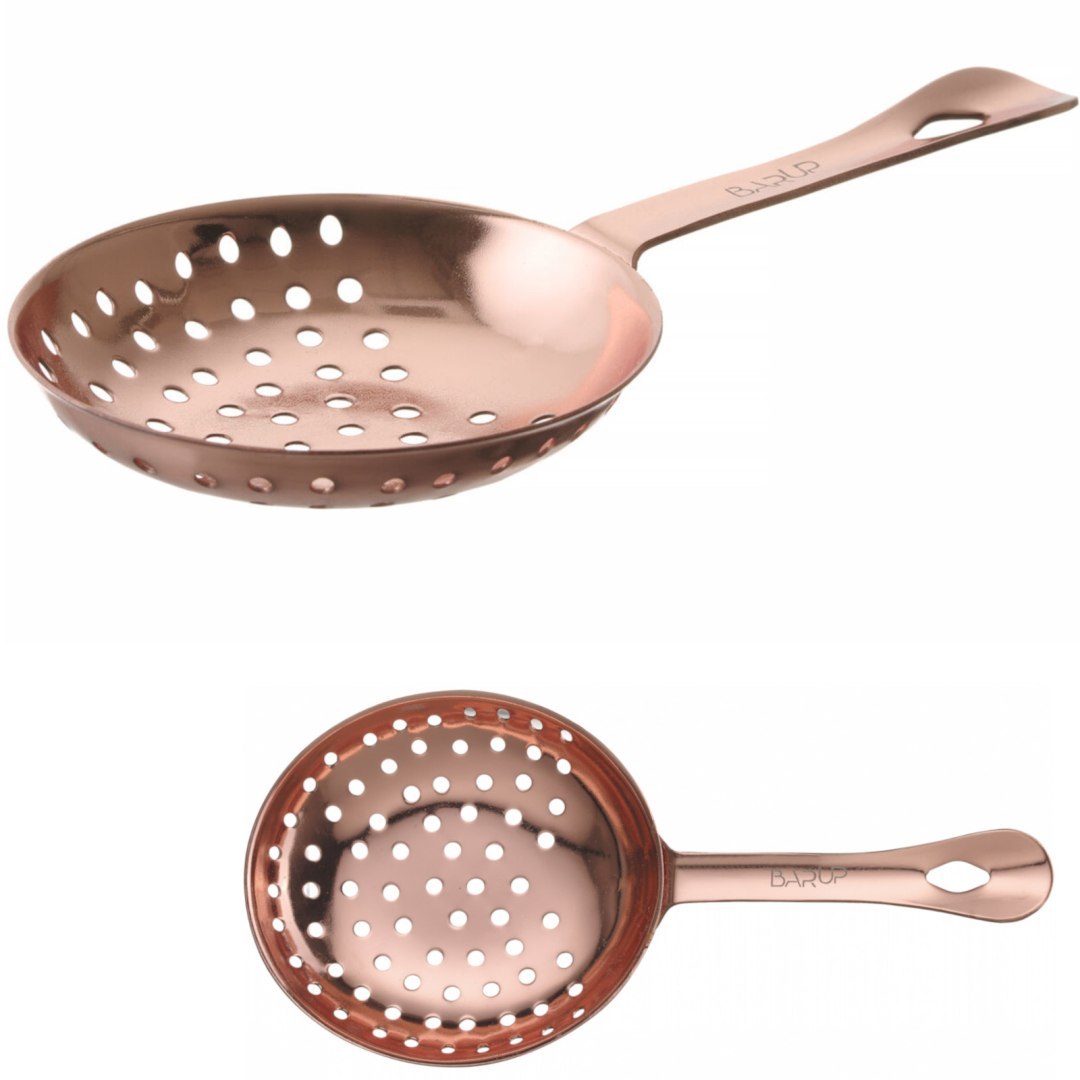 Sitko barmańskie do odcedzania drinków koktajli Julep 160 x 76 mm – miedziany