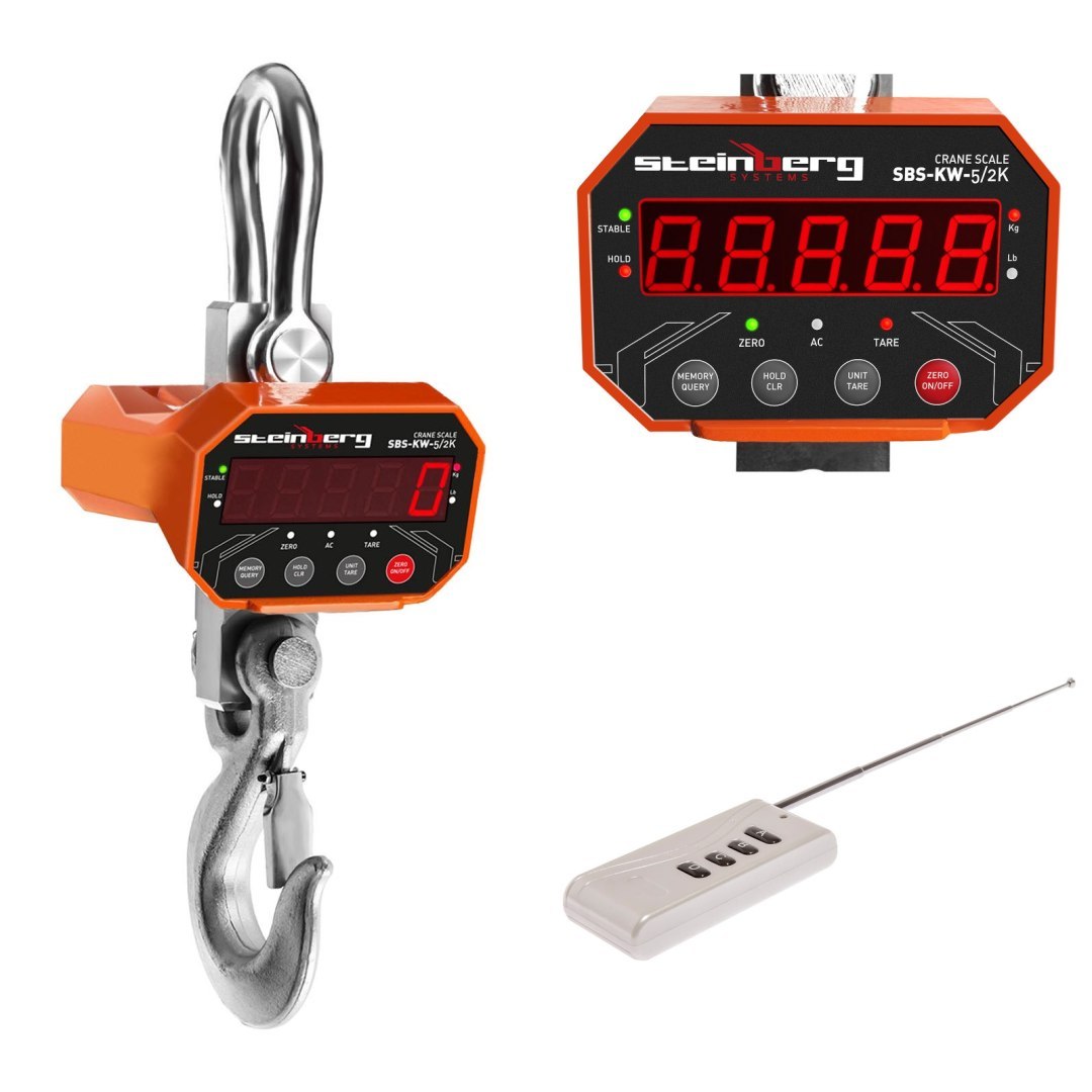 Waga wisząca – 5 TON – waga hakowa z pilotem dla przemysłu do 5000 Kg – LED Waga wisząca – 5 TON – waga hakowa z pilotem dla przemysłu do 5000 Kg – LED