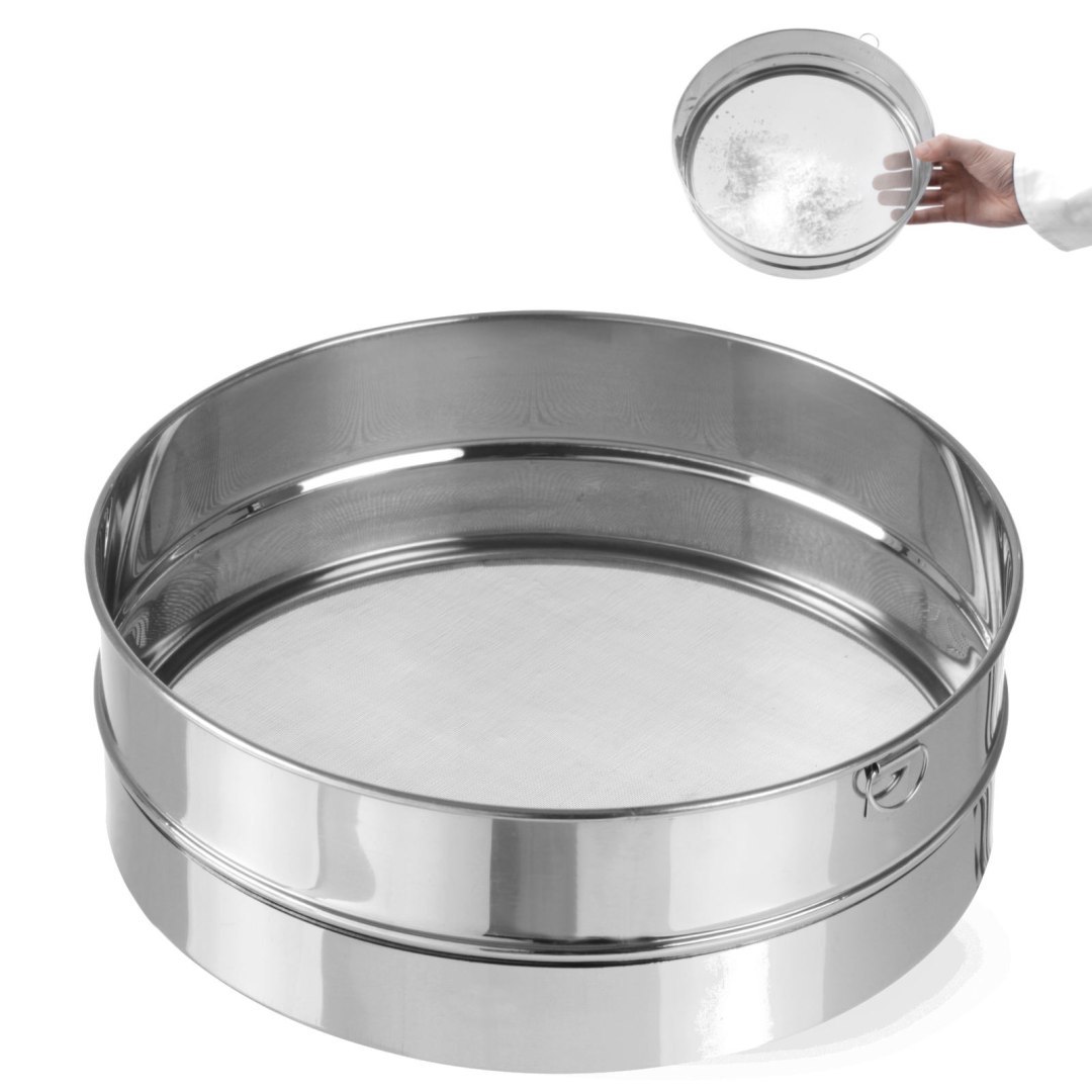 Sito cukiernicze gęste do przesiewania cukru pudru śr. 407mm stalowe – Hendi 637821 Sito cukiernicze gęste do przesiewania cukru pudru śr. 407mm stalowe – Hendi 637821