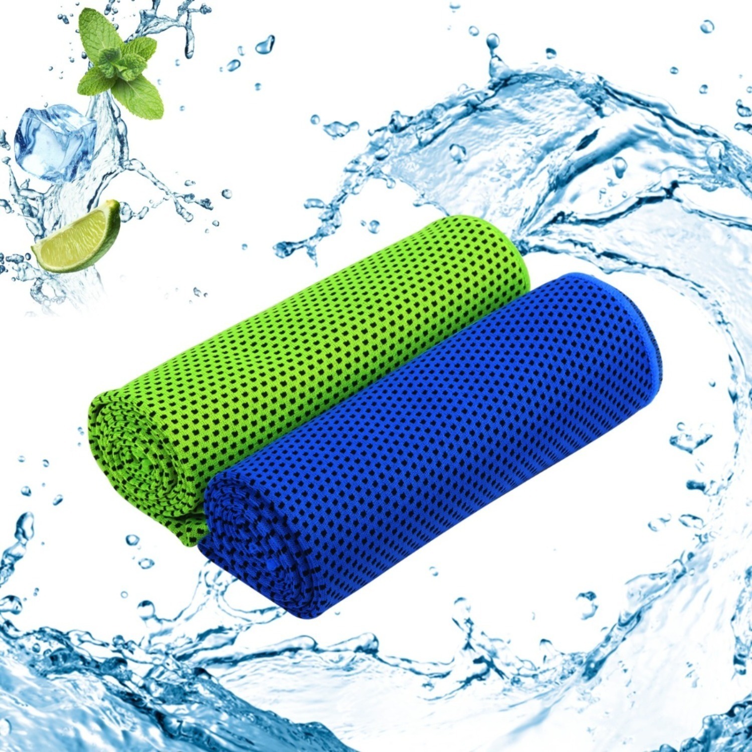 Ręcznik sportowy mikrofibra 2-pack, niebieski i zielony, 30×100 cm Ręcznik sportowy mikrofibra 2-pack, niebieski i zielony, 30×100 cm